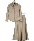 Karen Millen 2-piece Beige Tailored Viscose Shirt And Full Skirt Set UK 6