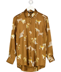 ZARA Brown Satin Tiger Print Shirt UK S