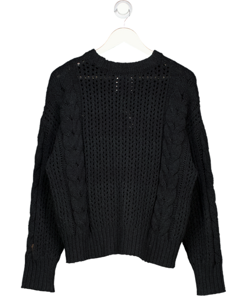 Abercrombie & Fitch Black Textural Stitch Cable Crew Sweater UK M