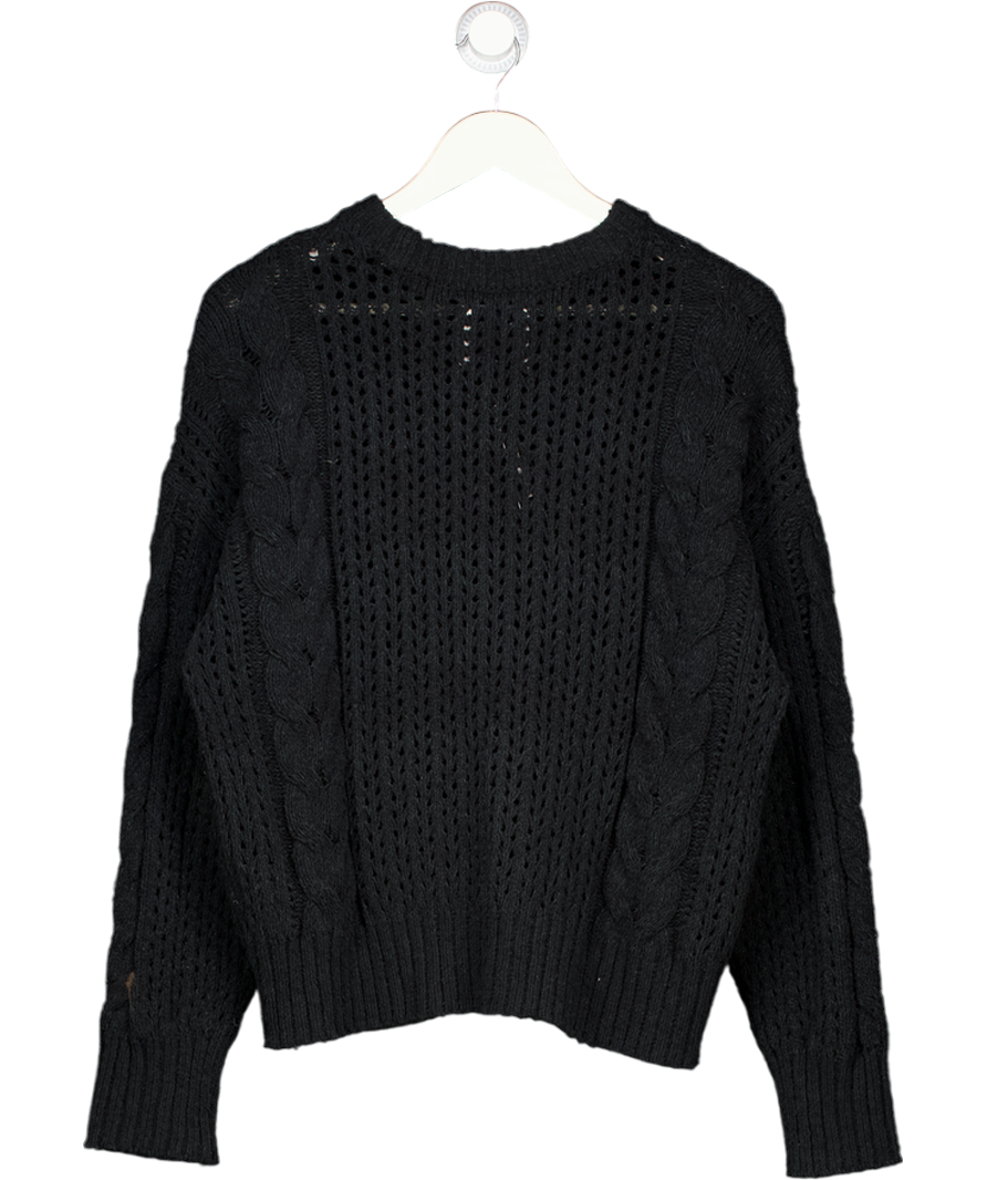 Abercrombie & Fitch Black Textural Stitch Cable Crew Sweater UK M