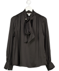 H&M Black Satin Tie Neck Blouse UK M