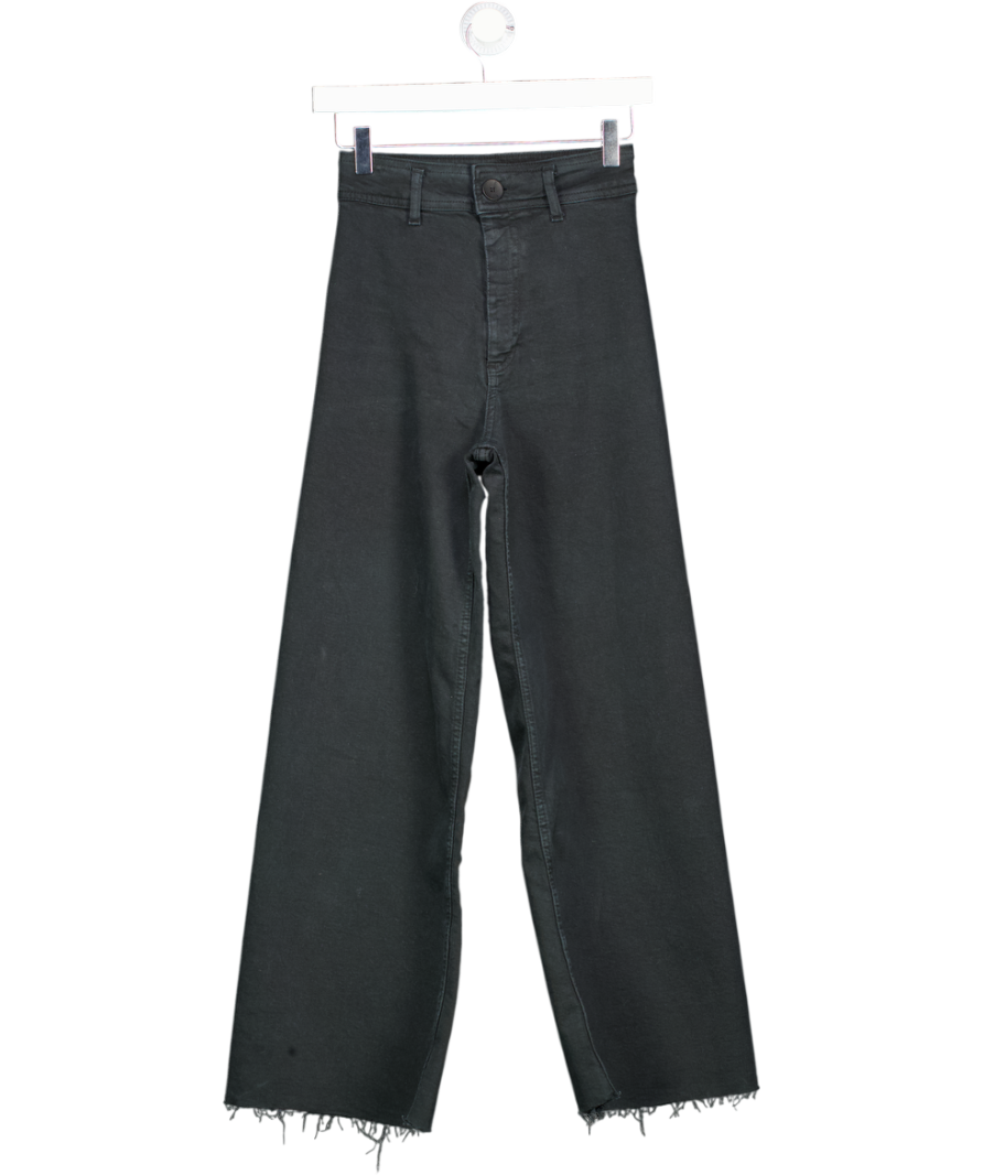 ZARA Black High Waisted Marine Wide Leg Jeans UK 4