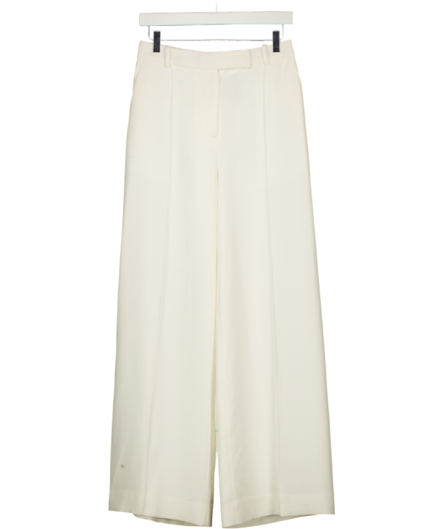 REISS Sierra Crepe Wide-leg Tailored Trousers In White UK 8