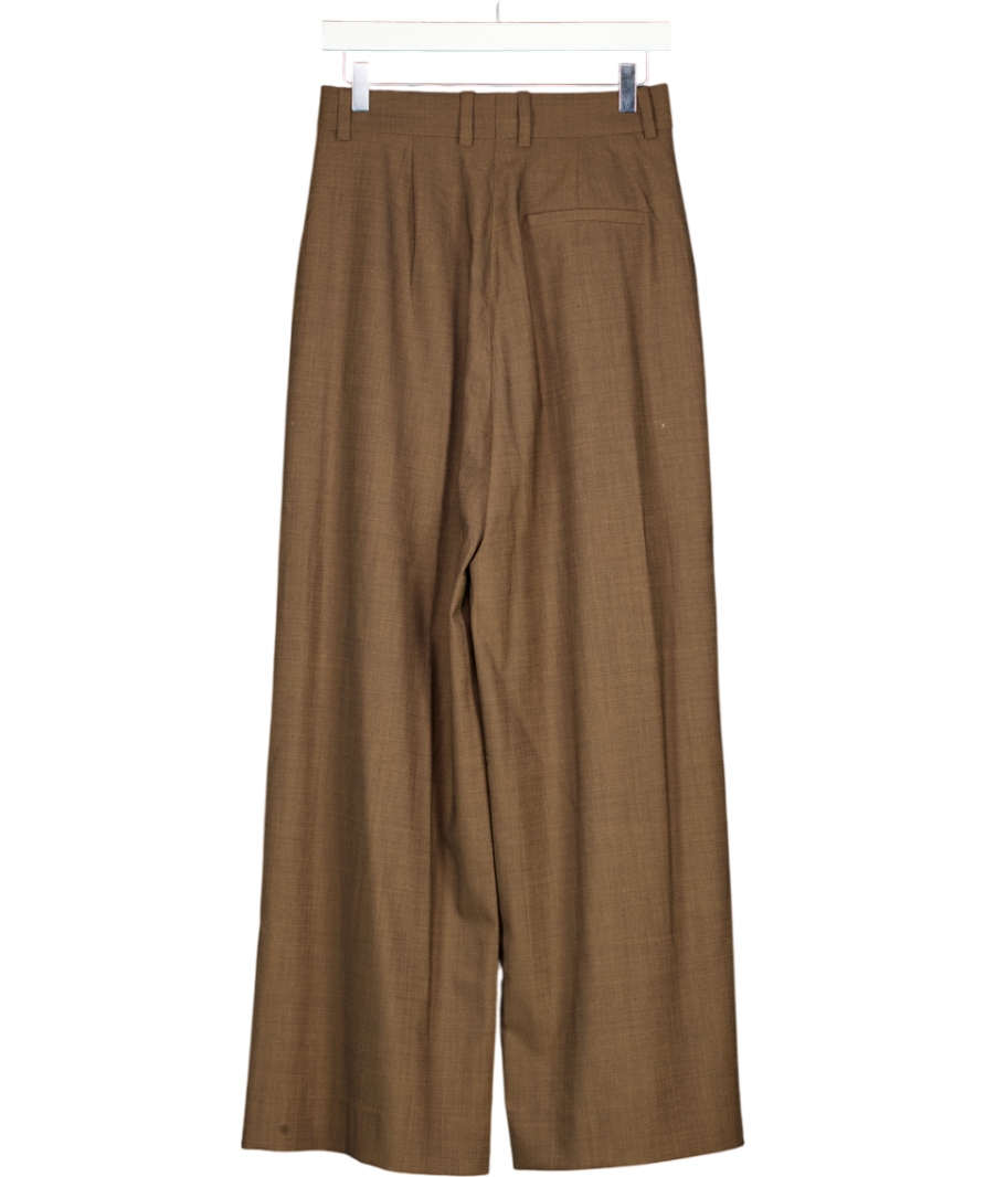 Lilysilk Brown Front-pleated Silk-wool Blend Trousers UK 6