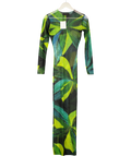 LOUISA BALLOU Multicoloured Sheer All-over Graphic-print Dress UK S
