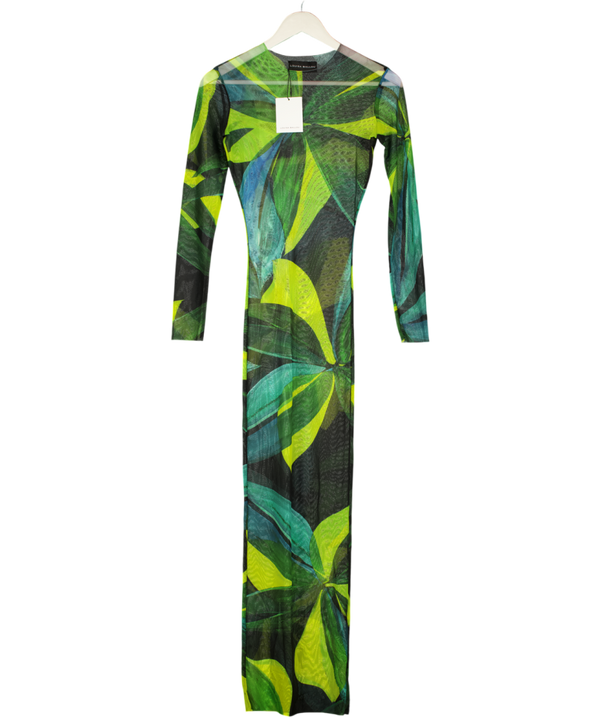 LOUISA BALLOU Multicoloured Sheer All-over Graphic-print Dress UK S