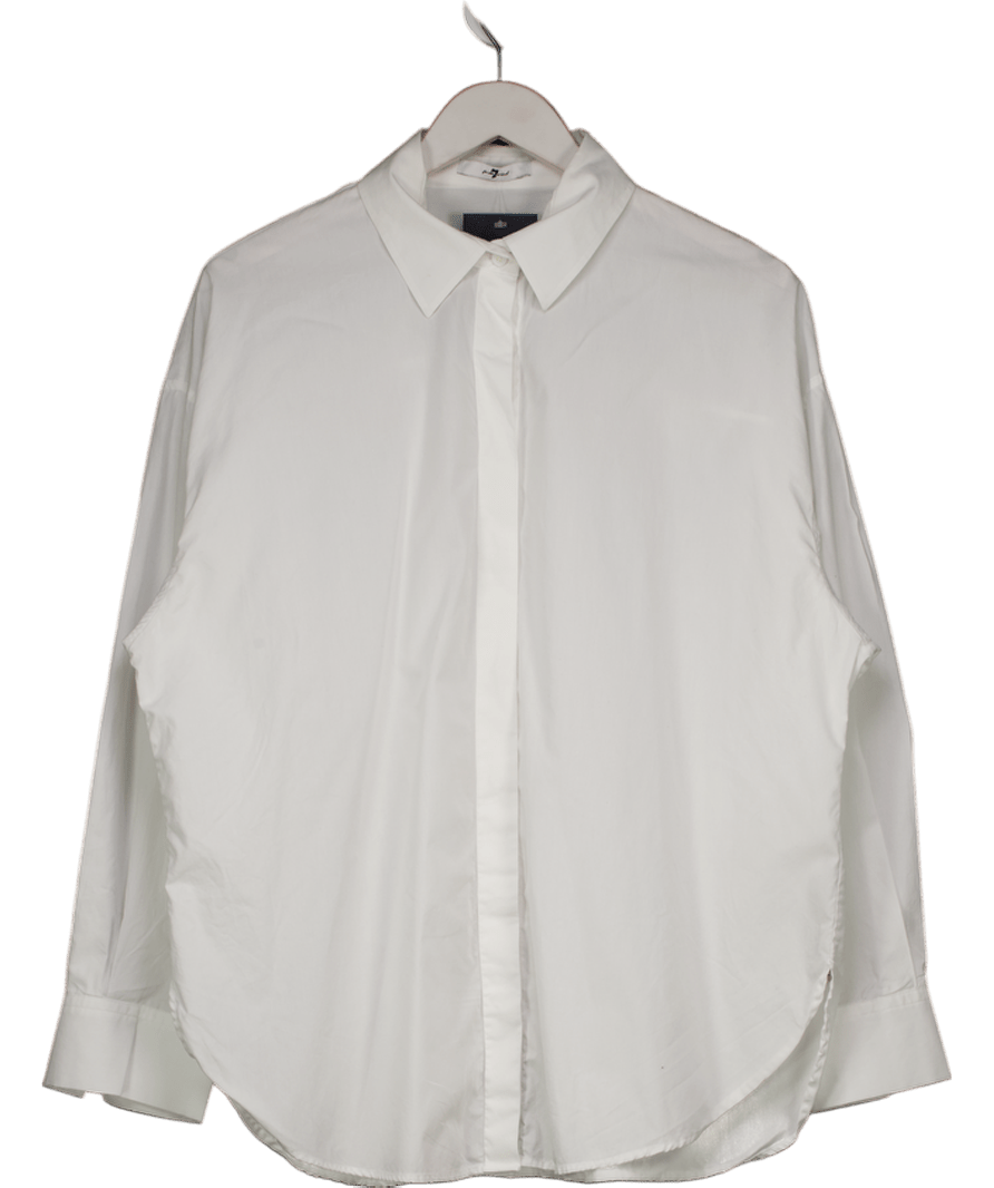 7 For All Mankind White Fitted Shirt In Popeline UK M - Reliked