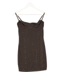 White Fox Brown Want To Party Embellished Mini Dress Chocolate UK M