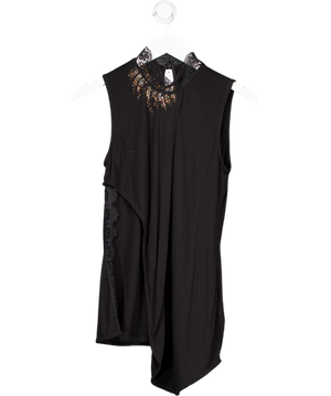 Karen Millen Black Sleveless Top With Lace And Beading Details UK S/M
