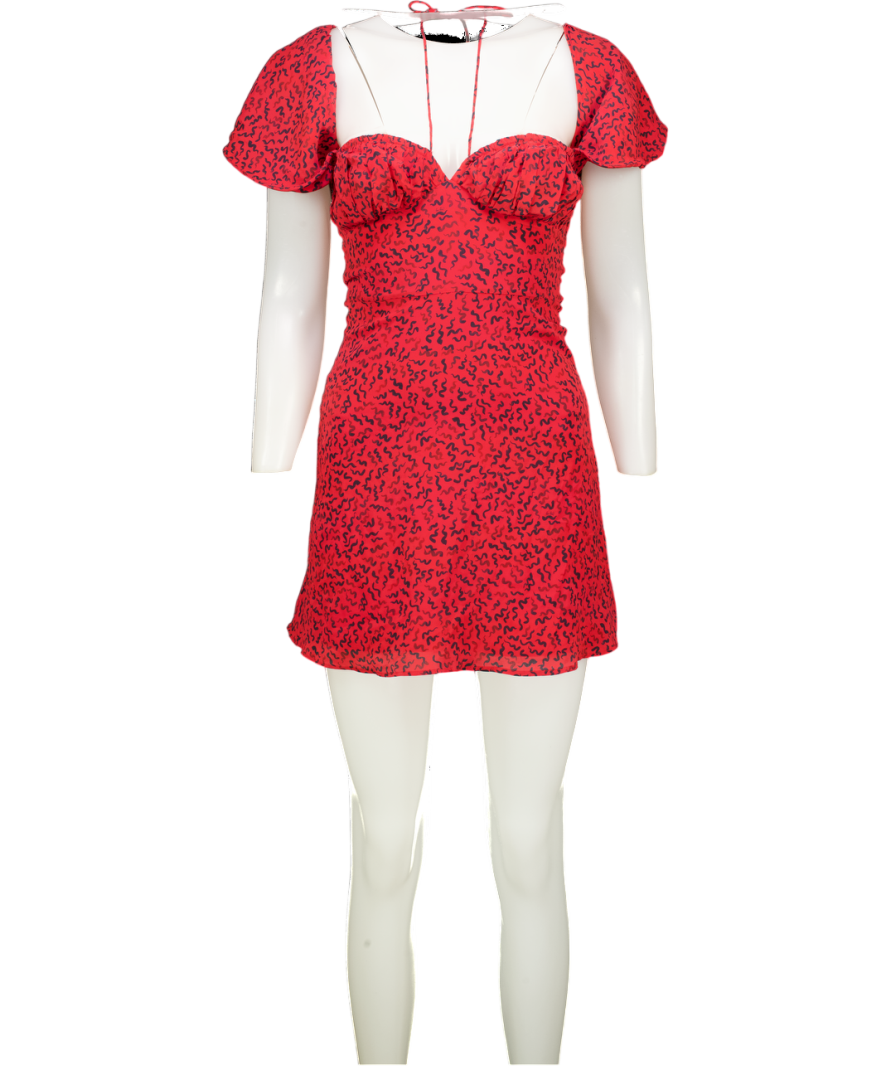 Réalisation Par Red 100% Silk Venus Print Mini Dress UK XS