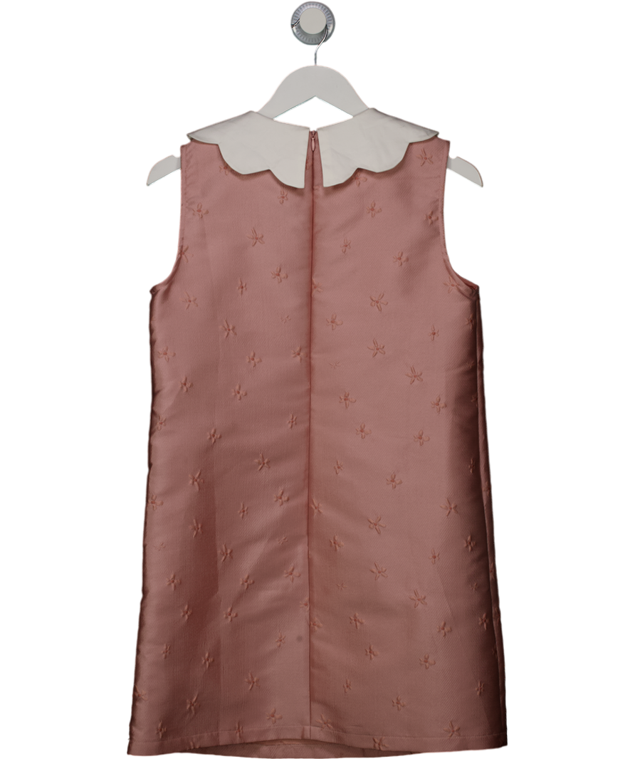 Dream Sister Jane Pink Jacquard Mini Dress Woth Scalloped Bow Collar UK M