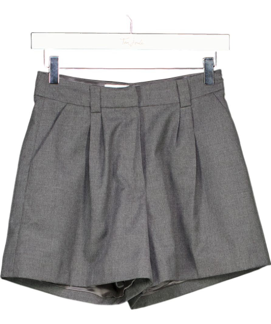 ROSAE PARIS Grey Wool Blend Pleated Tailored Shorts UK 6