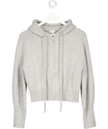 LILYSILK Grey Cropped Wool-cashmere Blend Zip Hoodie UK M