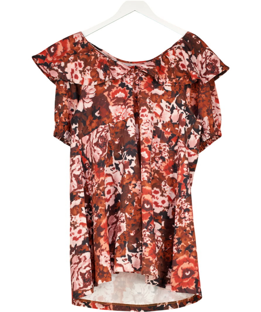 Damson Madder Rust Brown Goldie Frill Dress UK 16