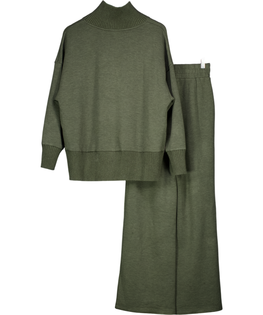 VARLEY 2-piece Olive Green Marl Barker Sweat Top And Wode Leg 30 Pintuck Trousers UK XS
