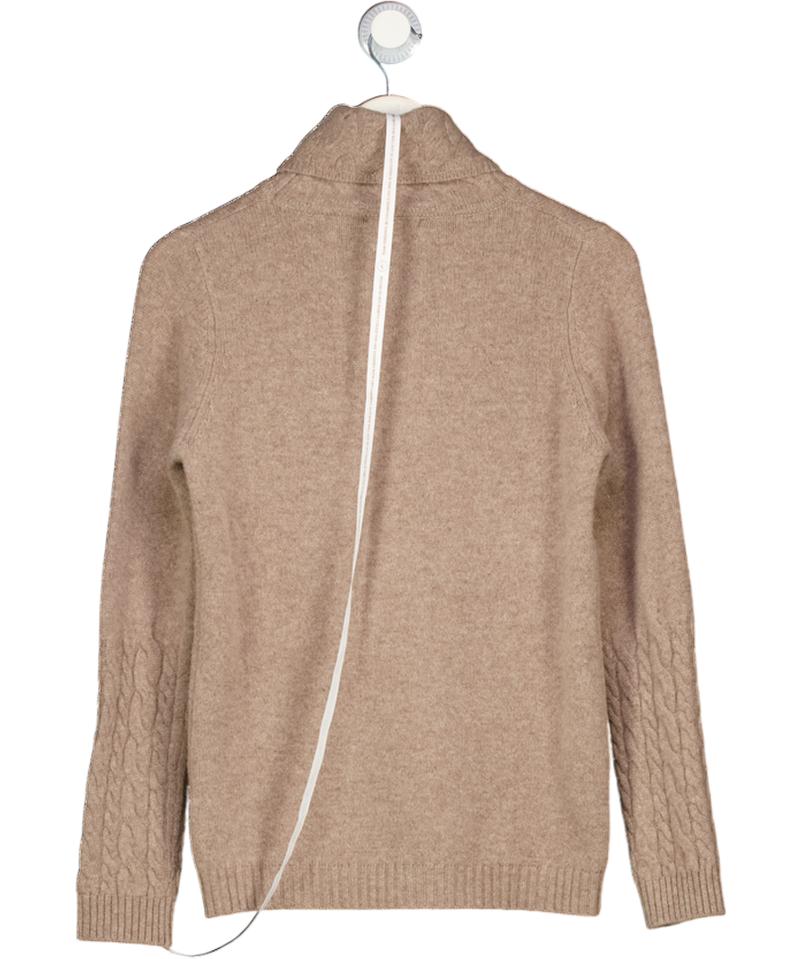 AAVELLE Beige 100% Superfine Merino Wool Roll Neck Jumper UK S