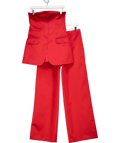 The Frankie Shop 2-piece Red Satinbbrickell Wide Leg Trousers And Luma Bustier Top Set UK S