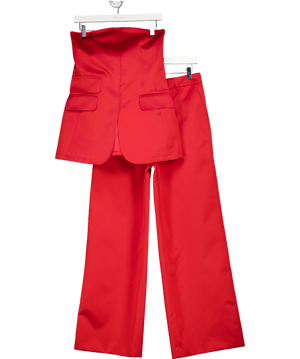 The Frankie Shop 2-piece Red Satin brickell Wide Leg Trousers And Luma Bustier Top Set UK S