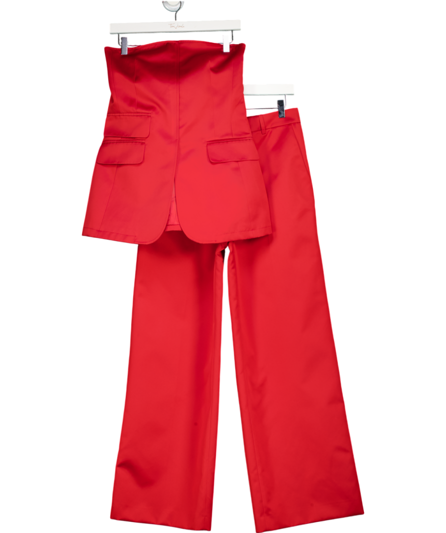The Frankie Shop 2-piece Red Satinbbrickell Wide Leg Trousers And Luma Bustier Top Set UK S