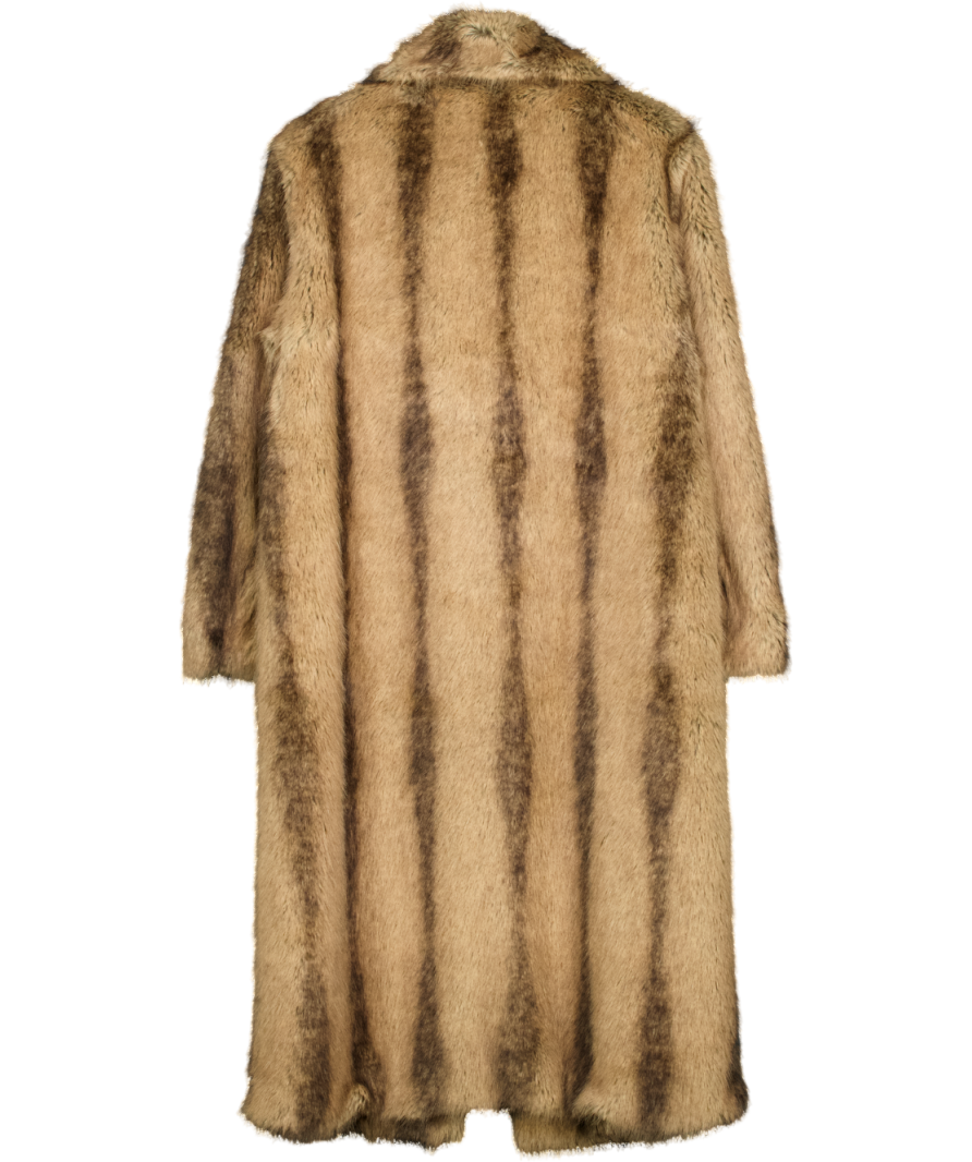 SLA the label Beige / Brown Long Fur Coat UK M