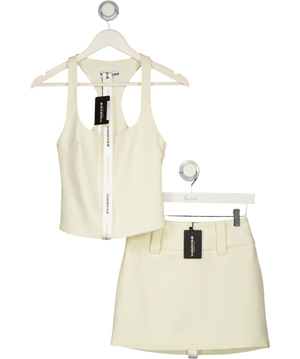 Wanderdoll 2-piece Cream Olivia Square Neck Crop Top & Mini Skirt set UK XS