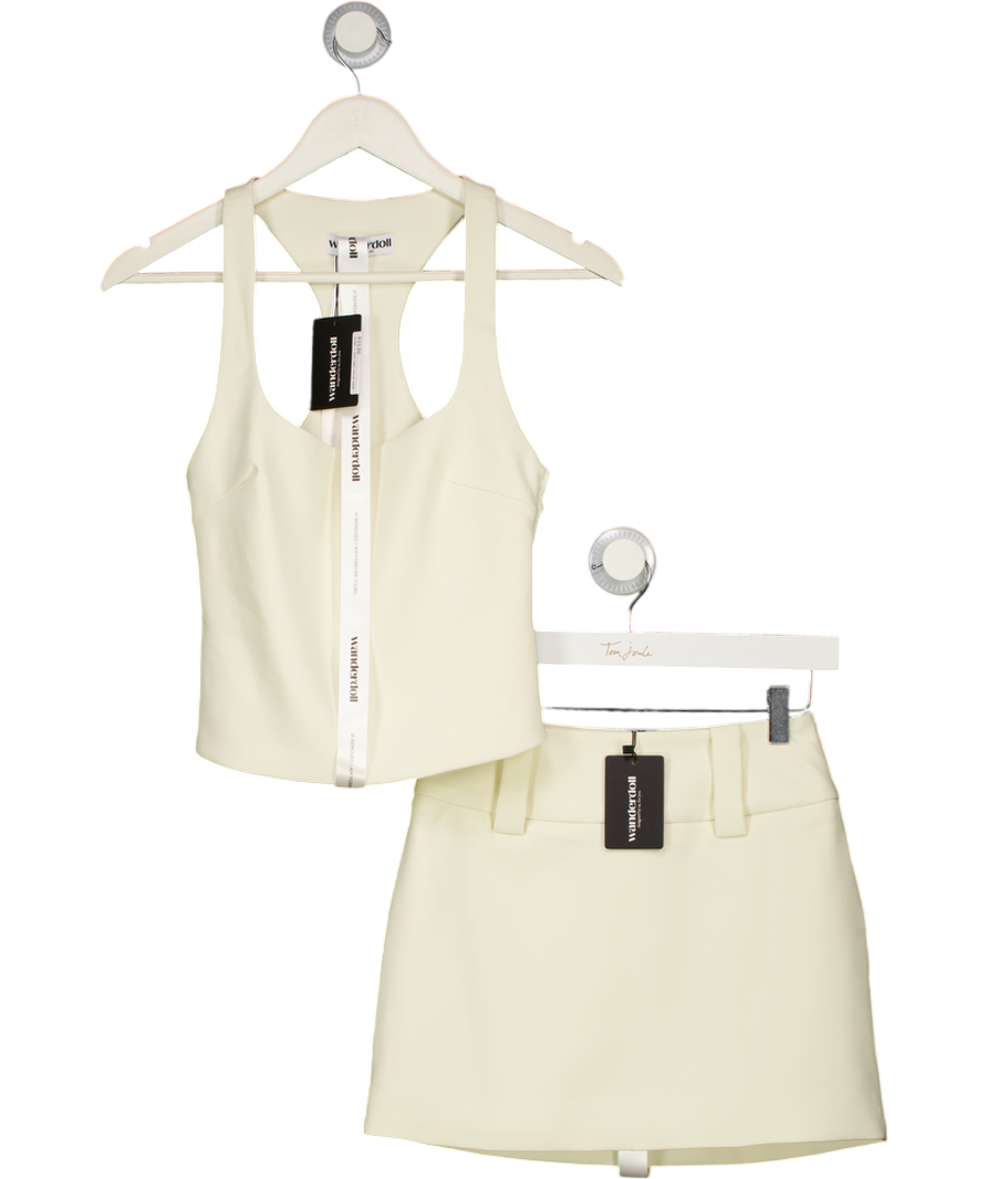 Wanderdoll Cream Olivia Square Neck Crop Top With Olivia Mini Skirt UK XS