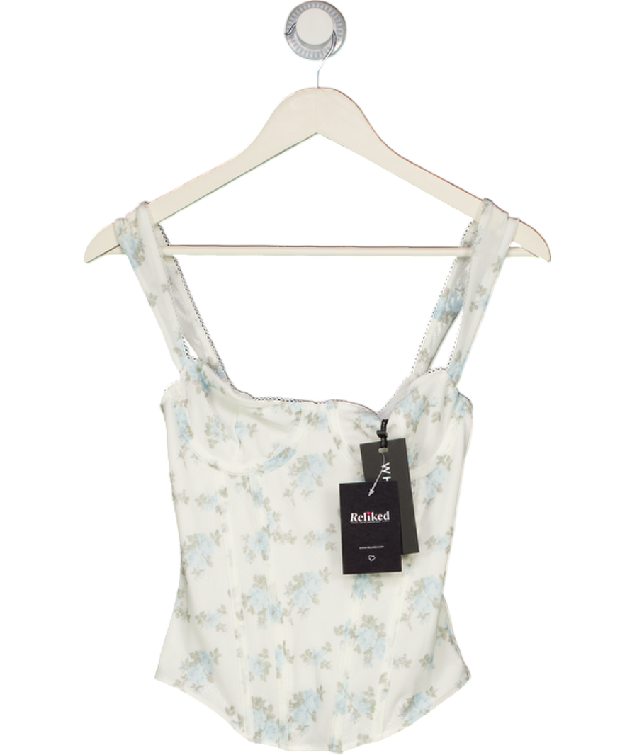 WHITE FOX White Line Up Bustier Sky Ditsy Blue UK XS