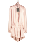 NOUGHTS & KISSES Telia Blush Pink Satin Funnel Neck Playsuit UK S