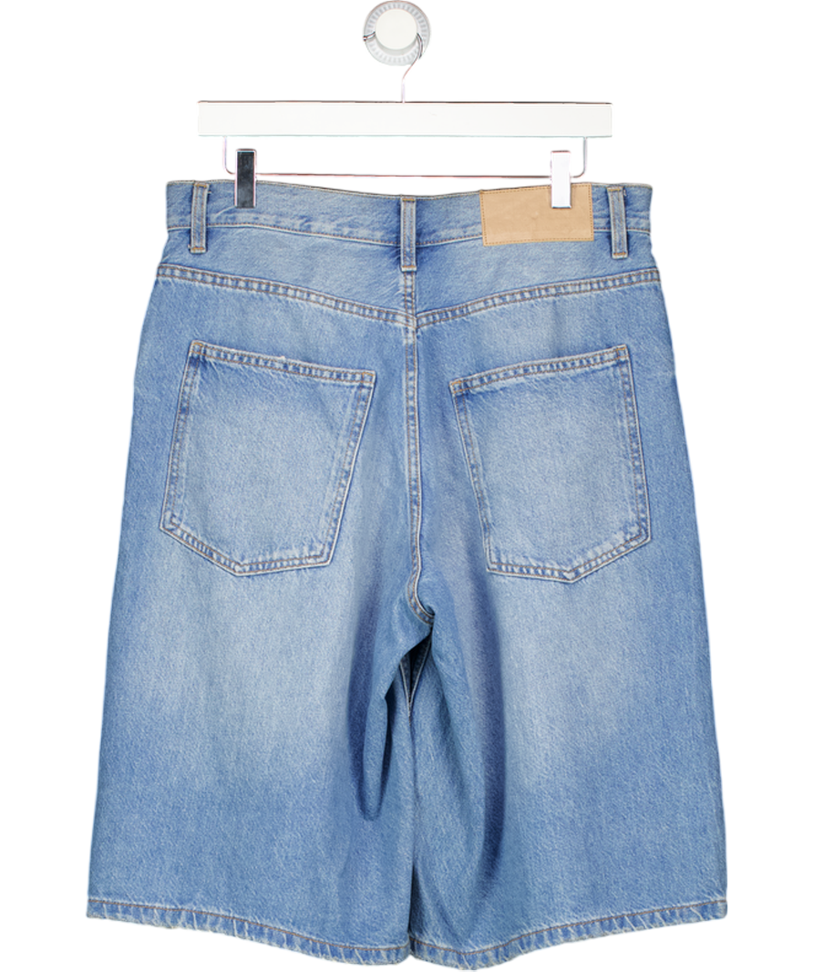 Bershka Blue Baggy Denim Bermuda Jorts UK M