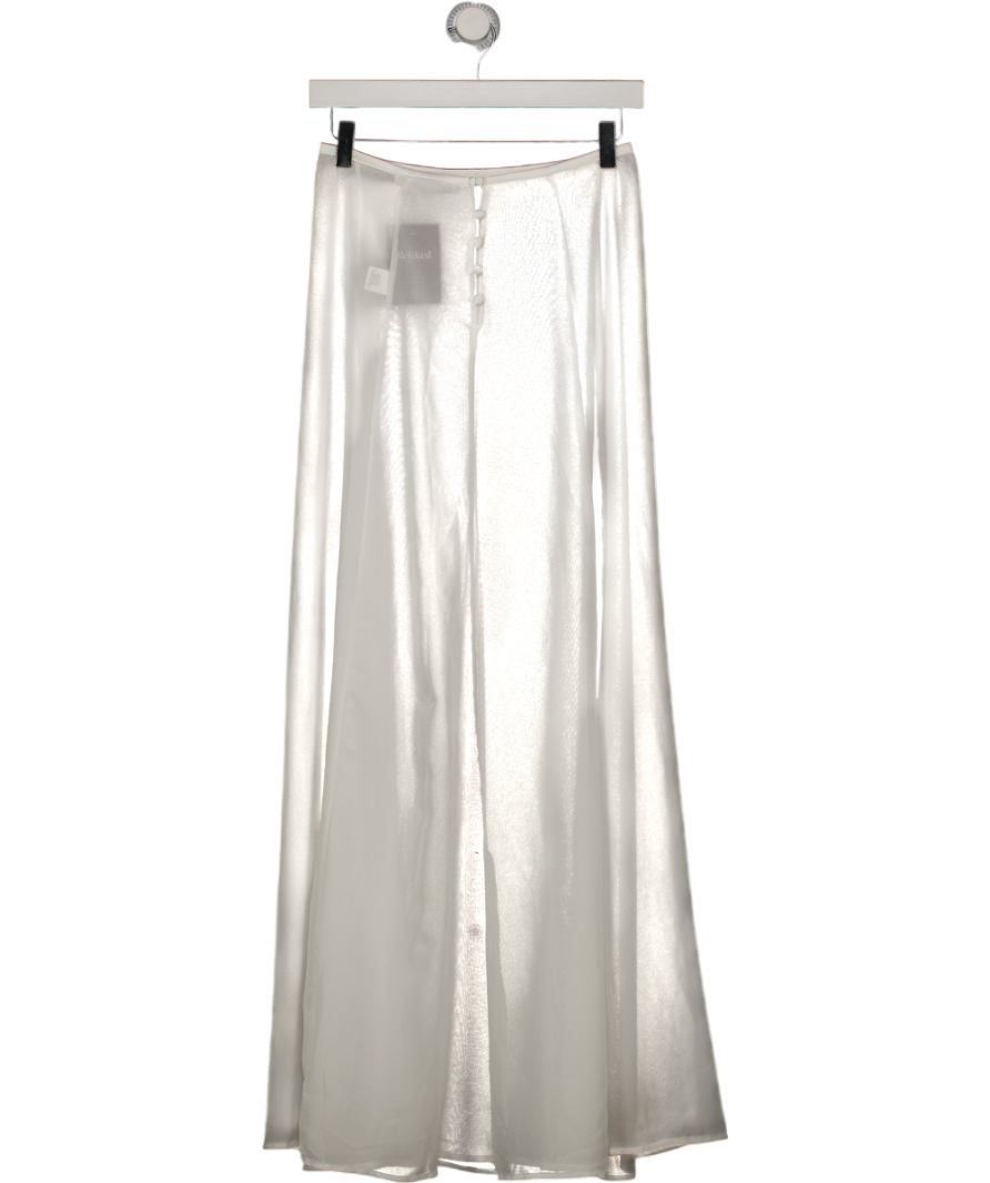 KAT THE LABEL White Sheer Chiffon Maxi Skirt UK S