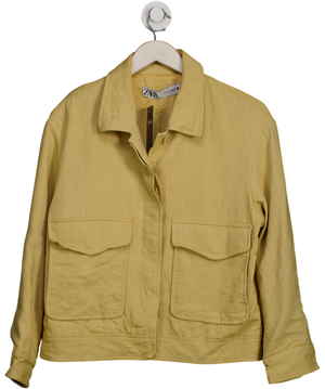 ZARA Butter Yellow Viscose Bomber Jacket UK M