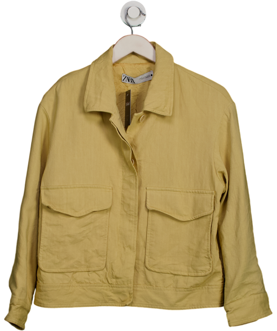 ZARA Butter Yellow Viscose Bomber Jacket UK M