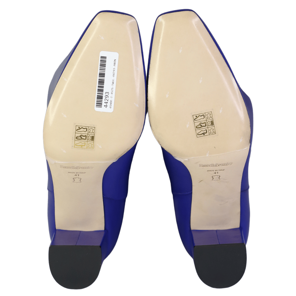 Russell & Bromley Blue Leather Middlewood Knee High Heeled Boot UK 8 EU 41 👠