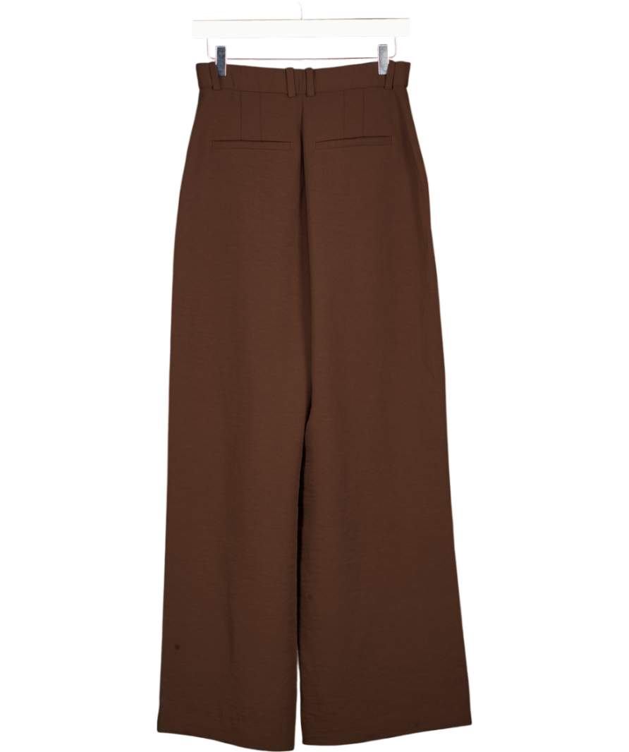 ABERCROMBIE & FITCH Chocolate Brown Pleated Wide Leg Trousers - Long Length W25