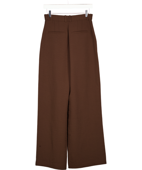 ABERCROMBIE & FITCH Chocolate Brown Pleated Wide Leg Trousers - Long Length W25