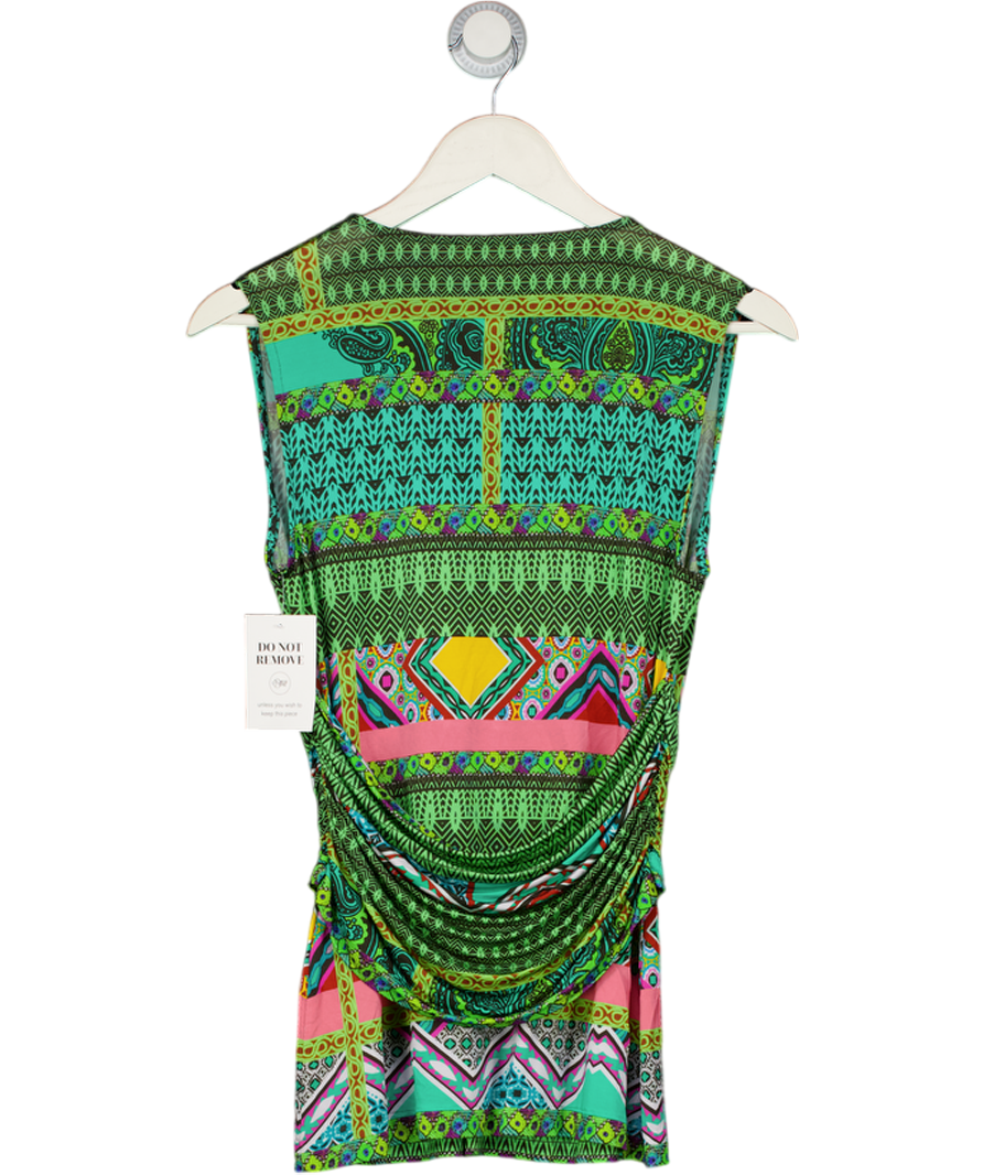 Etro Multicoloured Geometric V-neck Draped Top UK L