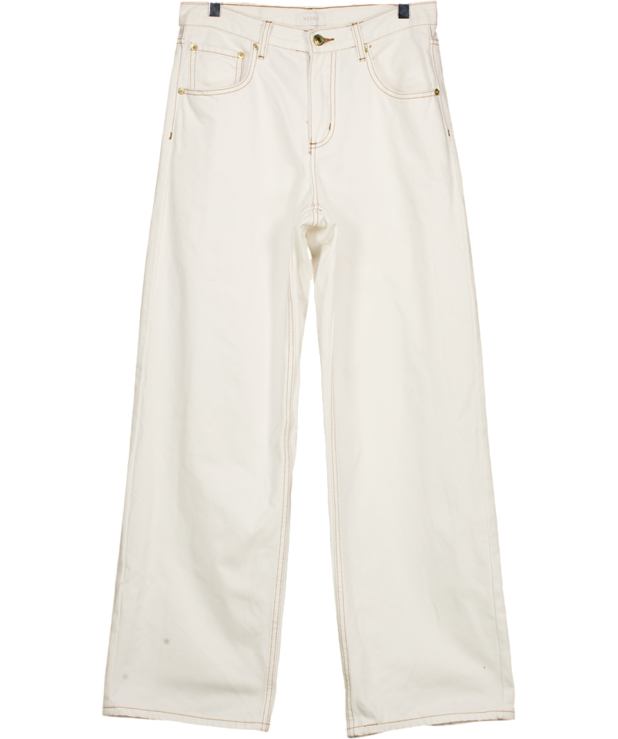 Meshki White Mannon Mid Rise Jeans UK S