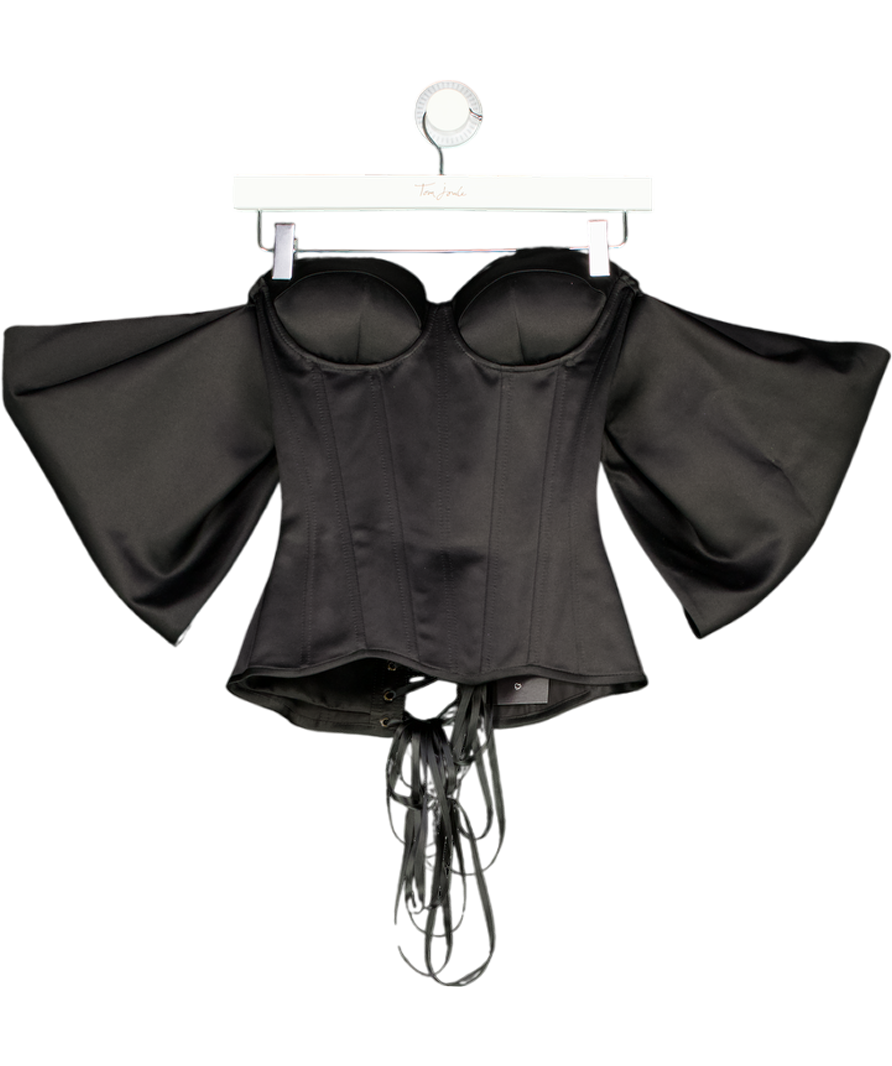 STATNAIA Black Satin Corset With Detachable Sleeves UK XS