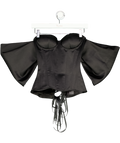 STATNAIA Black Satin Corset With Detachable Sleeves UK XS