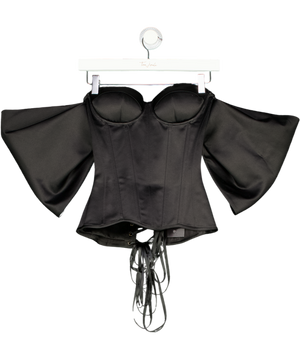 STATNAIA Black Satin Corset With Detachable Sleeves UK XS