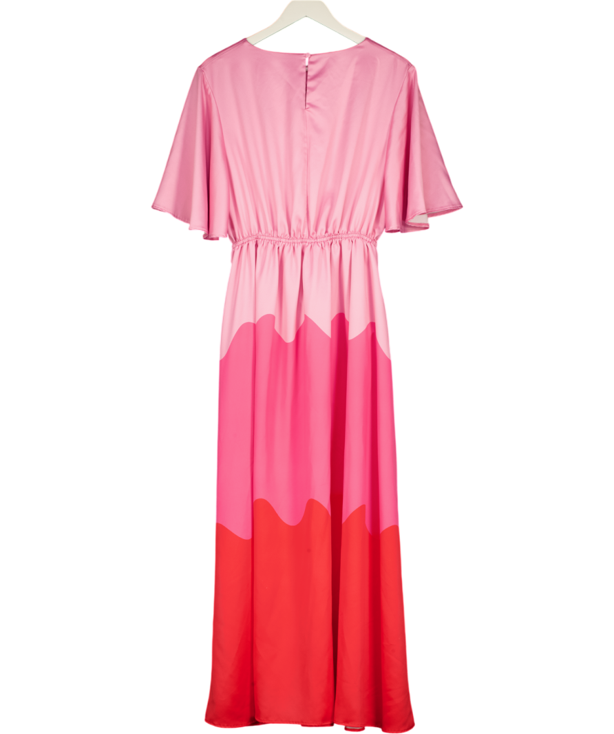 TWISTED WUNDER Pink Ziggy Satin Maxi Dress UK 22