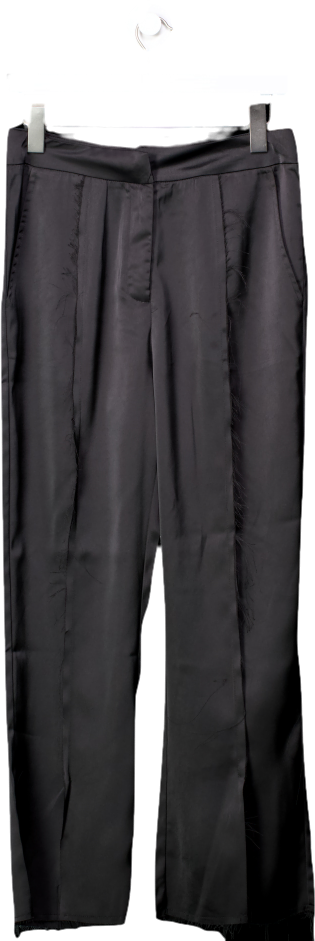 Rumored Black Thrilled Detailed Silk Trousers UK S