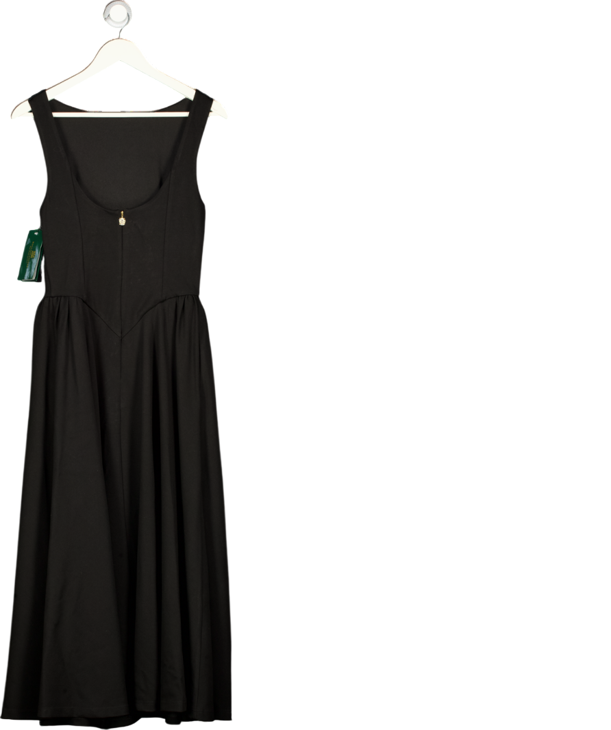HOLLAND COOPER Everly Midi Dress Black With Gold Hc Button And HC Logo Details UK S