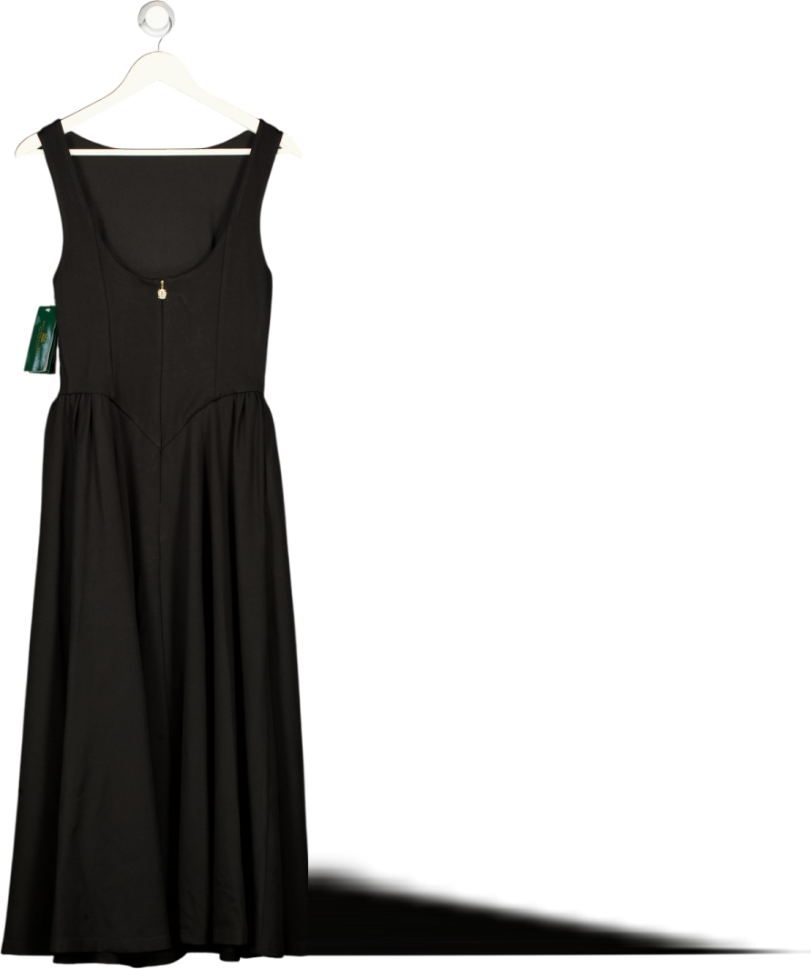 HOLLAND COOPER Everly Midi Dress Black With Gold Hc Button And HC Logo Details UK S
