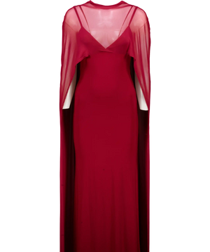ASOS Dark Red Exaggerated Cape Maxi Dress UK S
