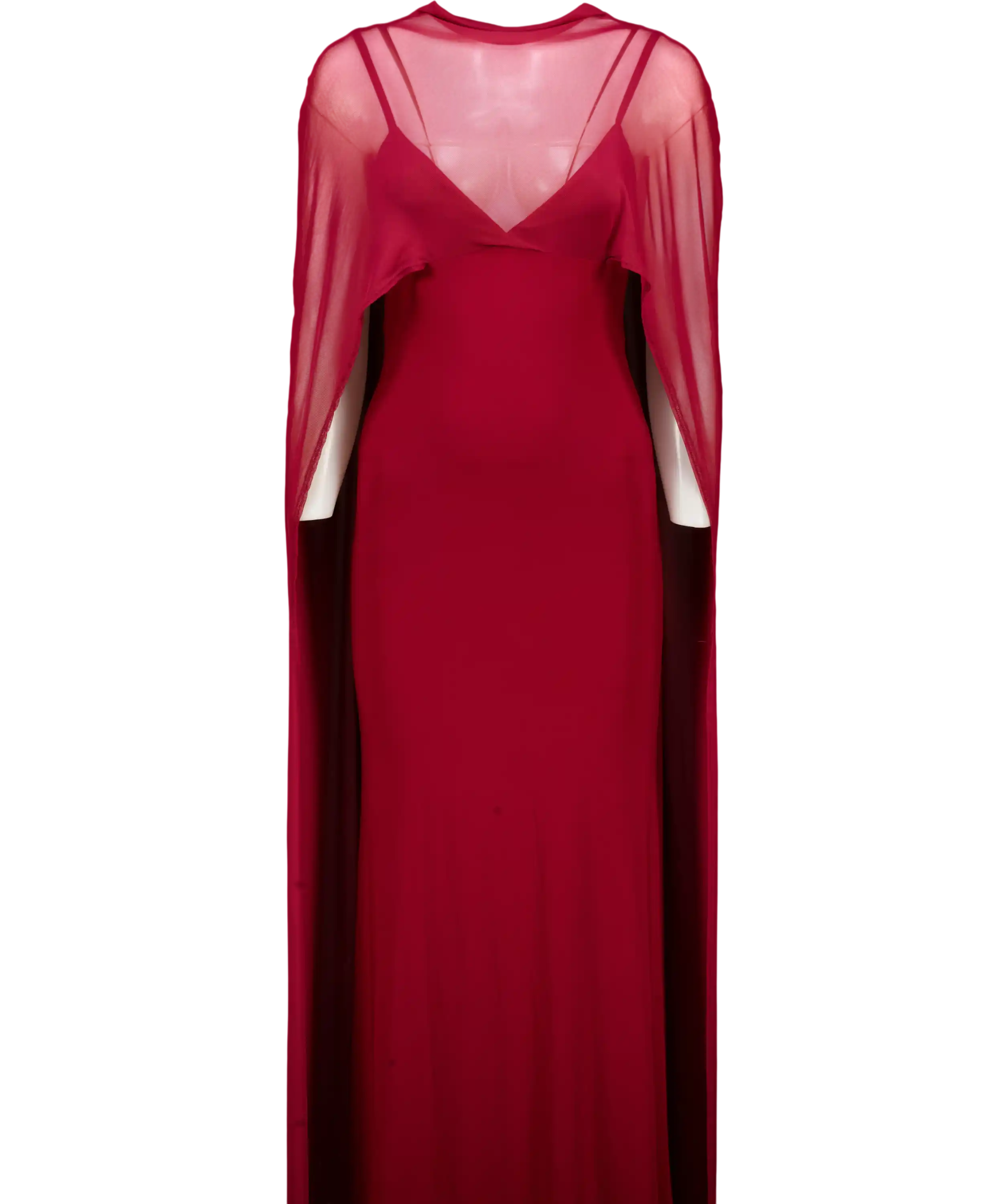 ASOS Dark Red Exaggerated Cape Maxi Dress UK S