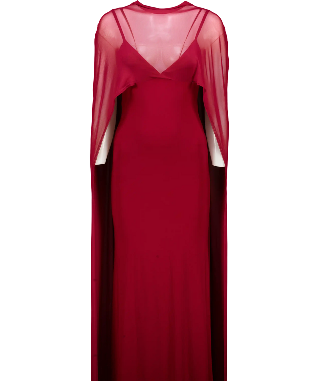 ASOS Dark Red Exaggerated Cape Maxi Dress UK S