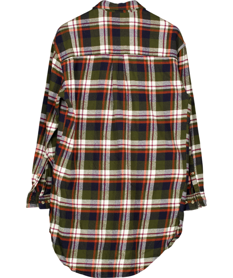 ASOS Green Oversized Check Flannel Shirt UK S