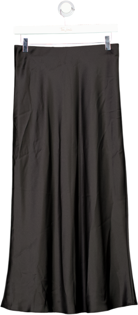 ZARA Black Satin Midi Skirt UK S