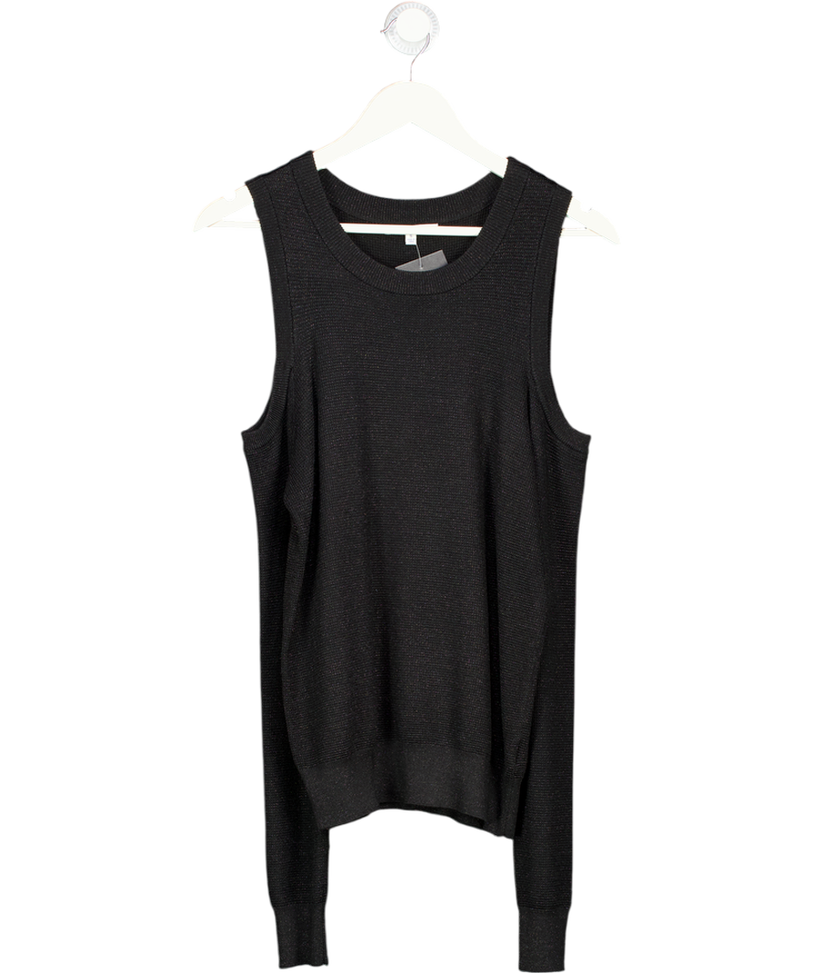 REBECCA MINKOFF Black Glitter Cold Shoulder Knit Jumper UK S